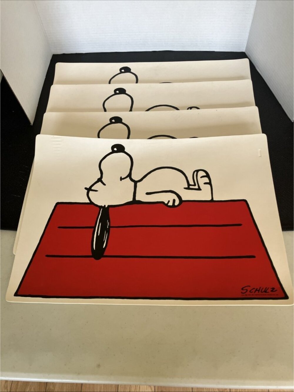 Vintage SNOOPY Placemats Set of 4 Peanuts Charles M. Schulz
